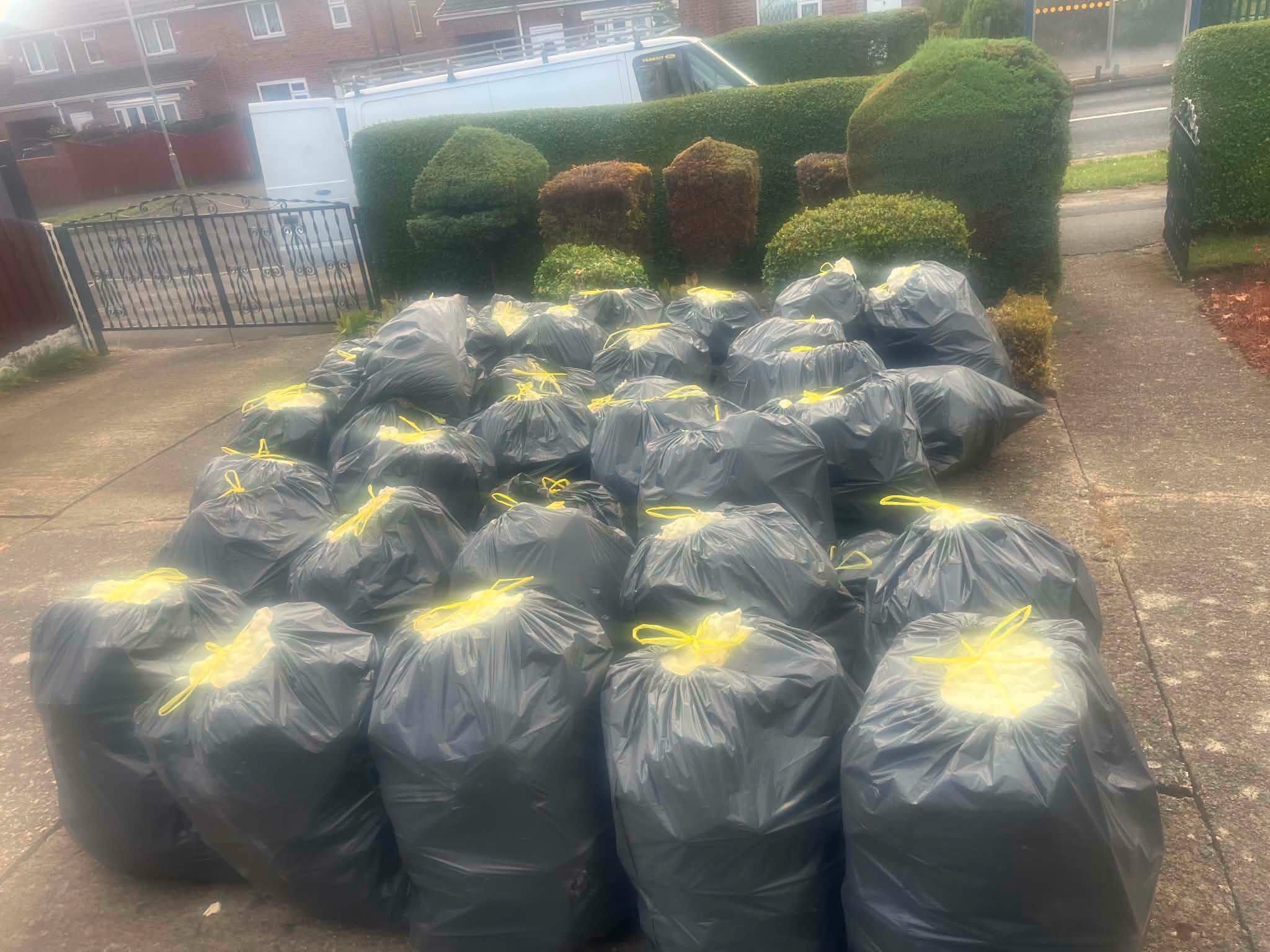 Bagged waste ready for removal